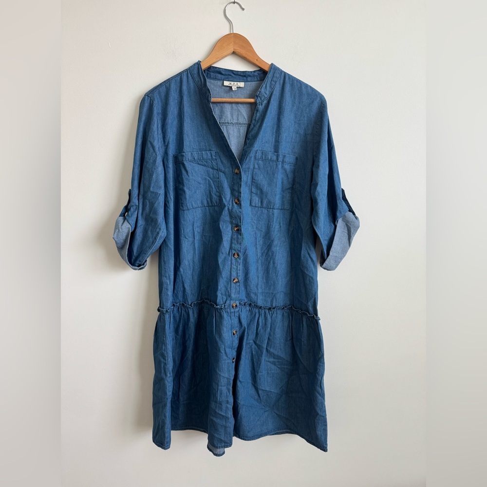 Denim Blue Button Down Dress - image 1